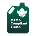 MFMA Compliant Finish badge, green paint can icon with maple leaf logo and text reading MFMA Compliant Finish