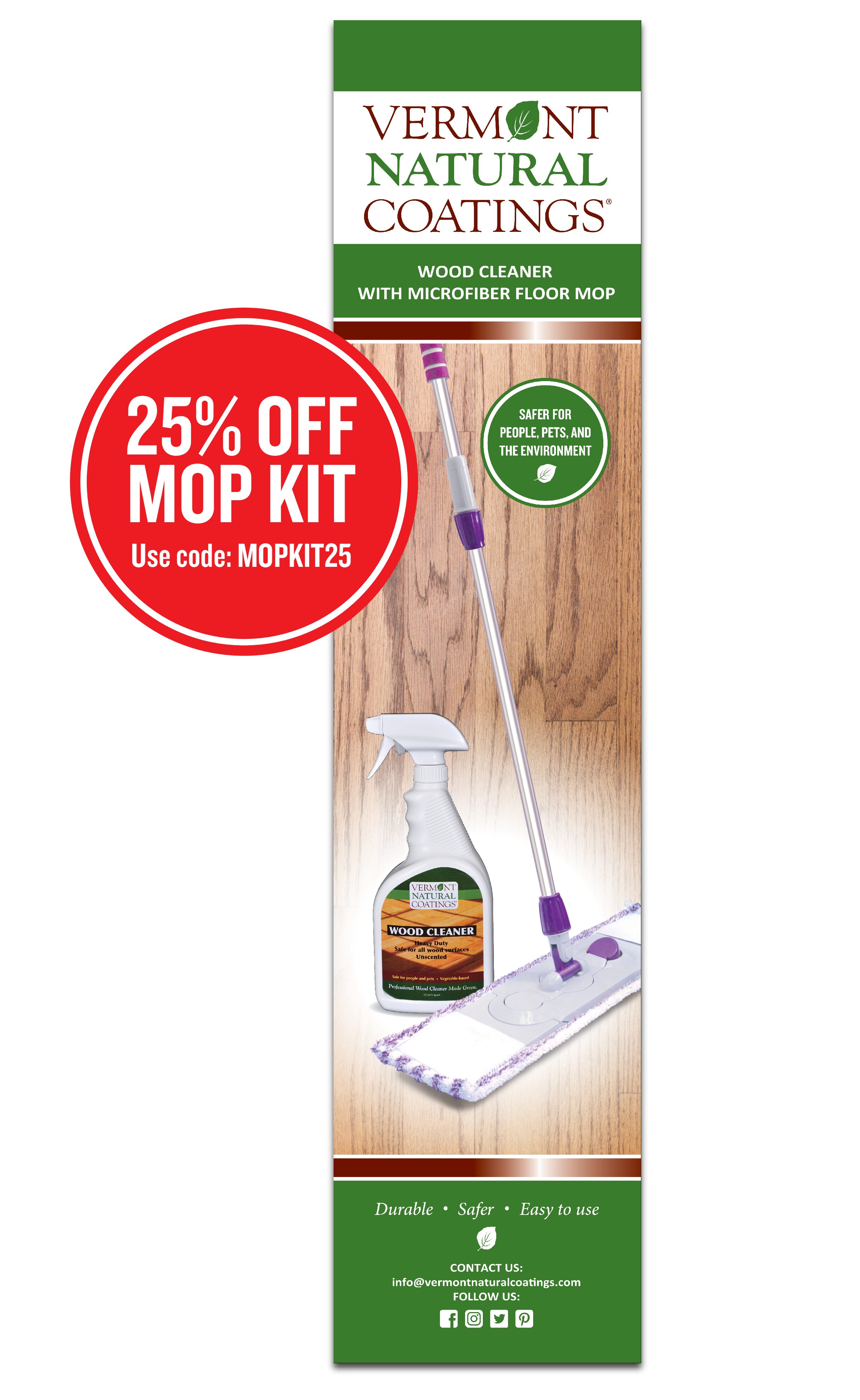 Wood Cleaner With Microfiber Floor Mop Kit